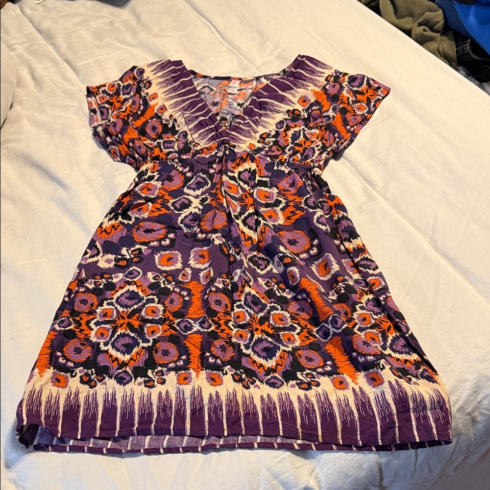 Xhilaration Purple and Orange Floral Kids Dress